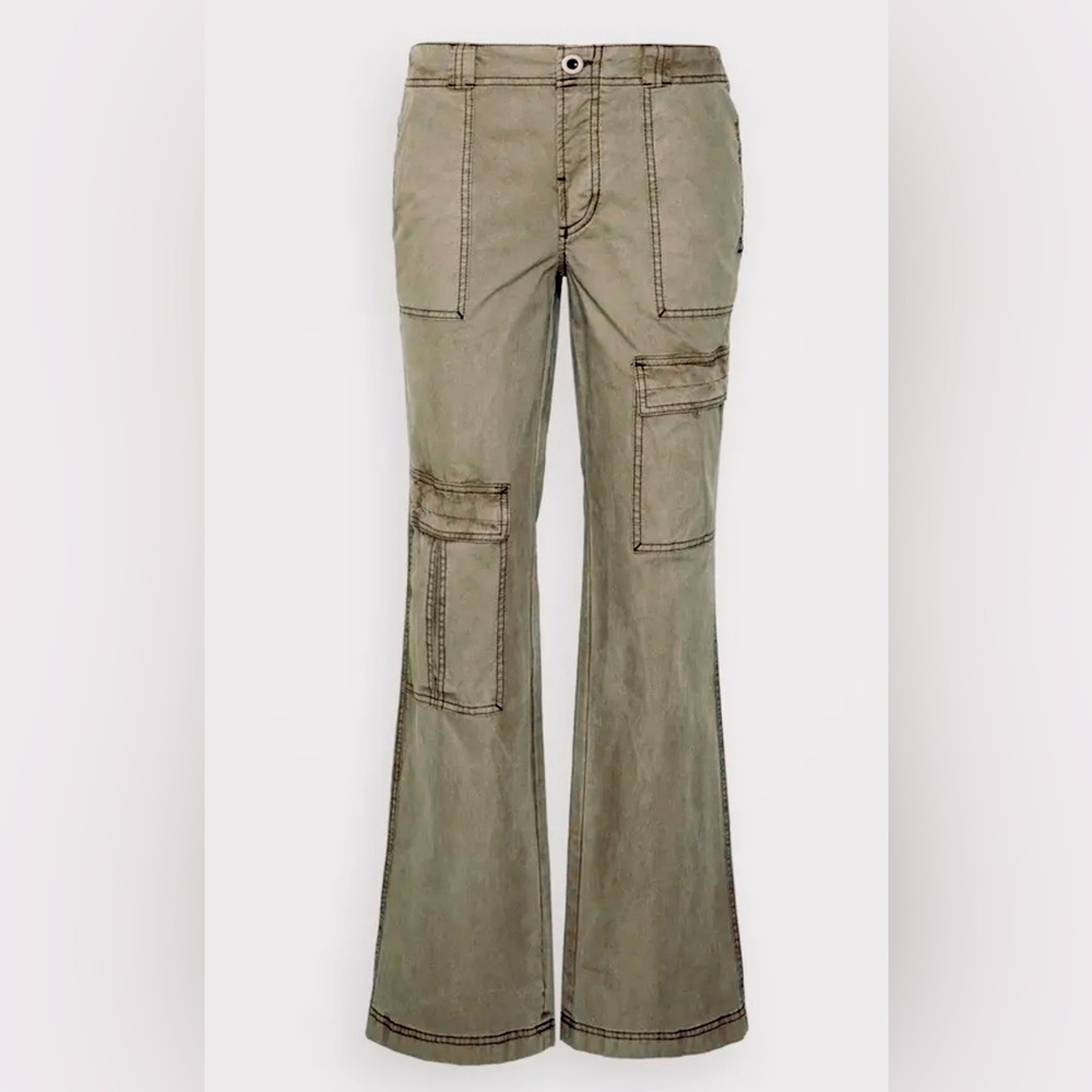 Free People Olive Green Utility Flare Cargo Pants, Size 6